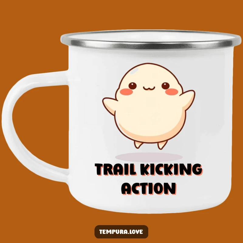 Funny Dumpling Kicking Camping Mug: Cheerful Cartoon Cup for Outdoor Fun. A Great Gift