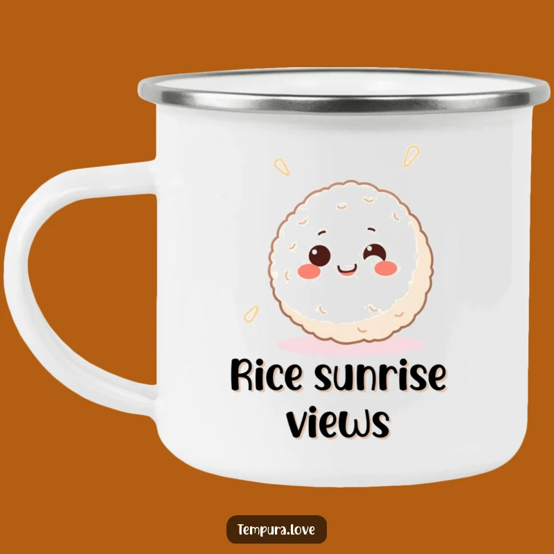 Funny Smiling Rice Ball Camping Mug - Happy Vibes for Outdoor Adventures