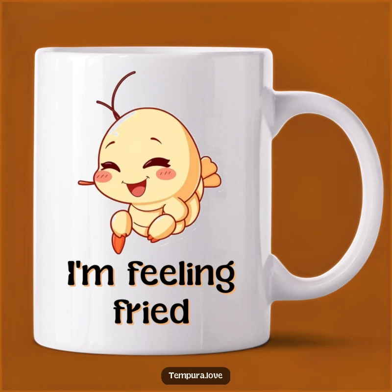 Funny Tempura Shrimp Winking Mug: A Hilarious Gift for Seafood Lovers. Playful Cartoon Cup
