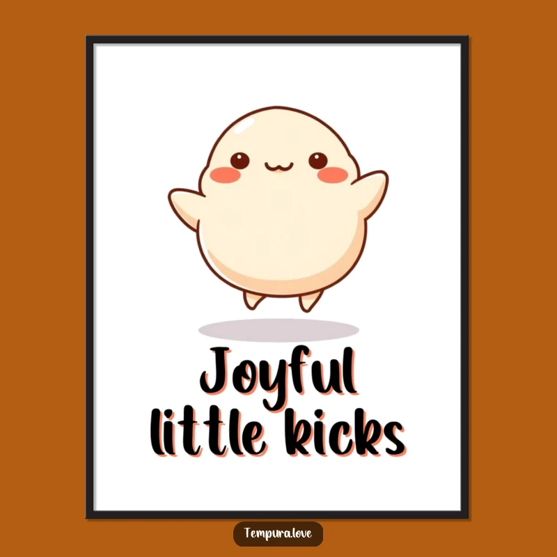 Funny Dumpling Kicking Digital Art: Cheerful Print for Instant Decor. A Unique Gift
