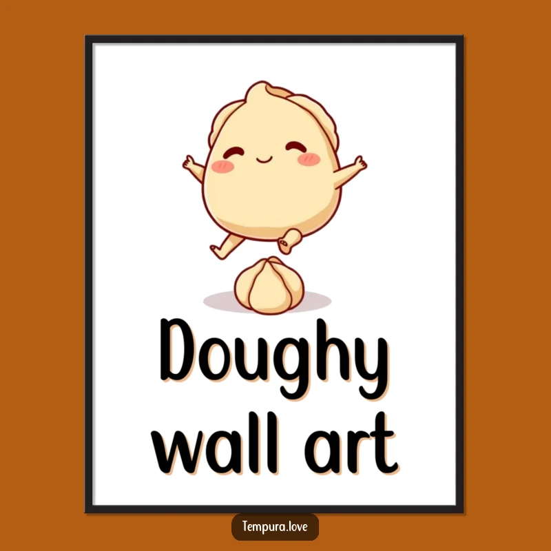 Funny Gyoza Kicking Dough Digital Art - Energetic Download for Foodie Walls