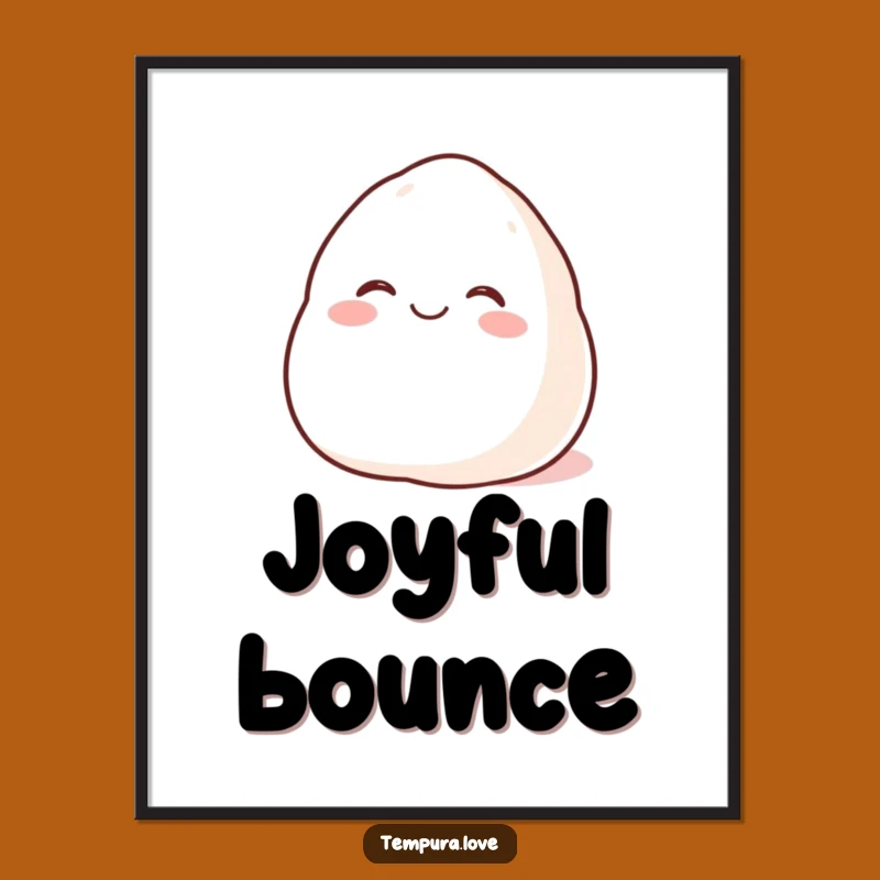 Funny Happy Mochi Digital Art: Rolling Glee Print for Humorous & Sweet Decor