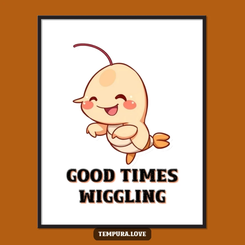 Funny Fried Shrimp Digital Art: Wiggle Print, Instant Foodie Gift Download