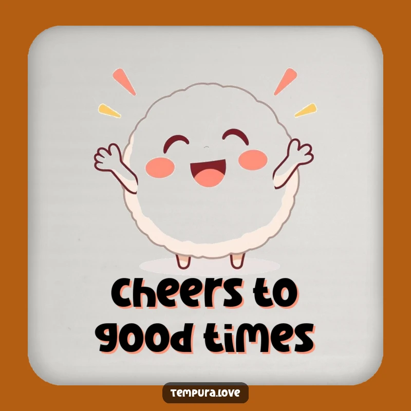 Funny Rice Ball Cheer Coaster: Protect Your Surface with a Smile!
