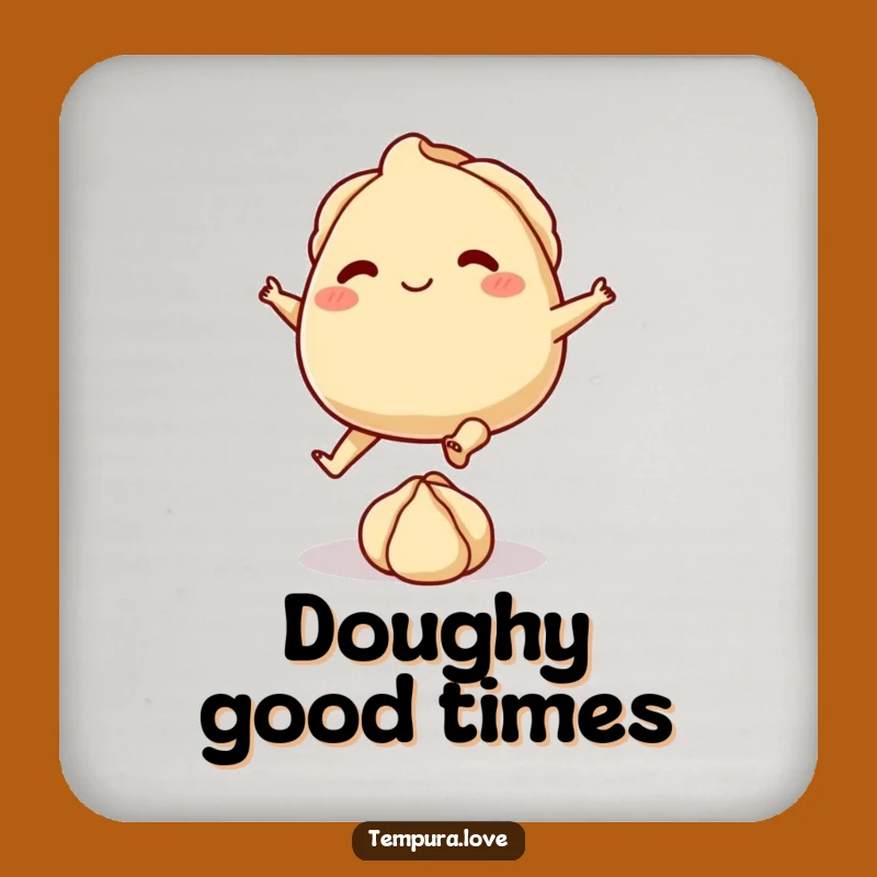 Funny Gyoza Kicking Dough Coaster - Protect Surfaces with Dumpling Charm