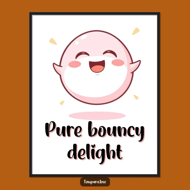 Funny Mochi Ball Bouncing Poster: Joyful Cartoon Wall Art. A Hilarious Gift for Sweet Lovers