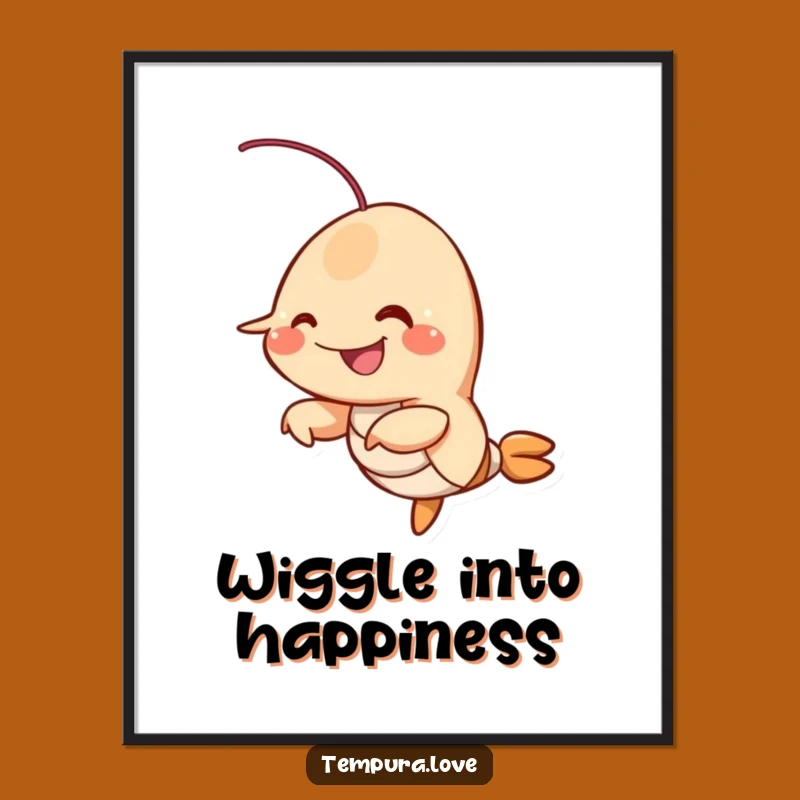 Funny Fried Shrimp Poster: Playful Wiggle Art, Hilarious Kitchen Decor Gift