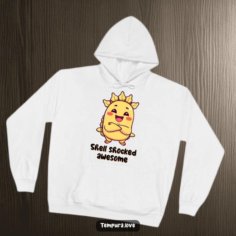 Funny hoodie featuring a grinning, anthropomorphic taco with arms crossed, looking mischievously ready for fun.