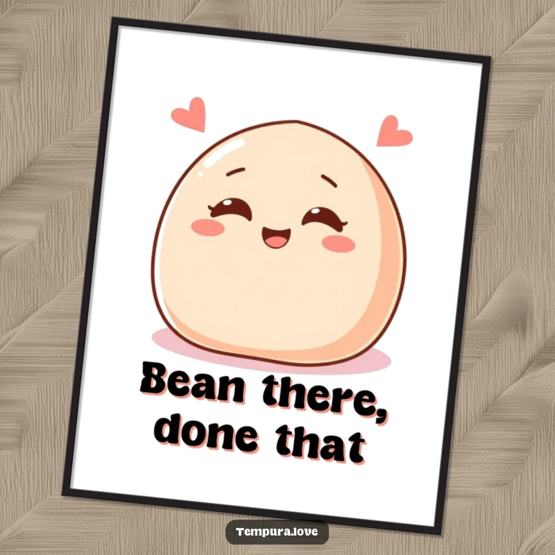 Funny Free Printable Wall Art: A sweet red bean paste bun with cheerful eyes and a wide grin gives a sly wink.