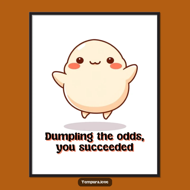 Free Printable Wall Art: Cheerful Dumpling Kicking - Funny Downloadable Decor!