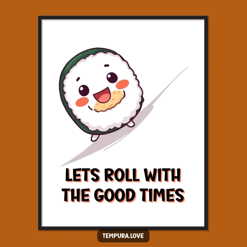 Funny Free Printable Wall Art: Sushi Roll Downhill Humor Downloadable Decor