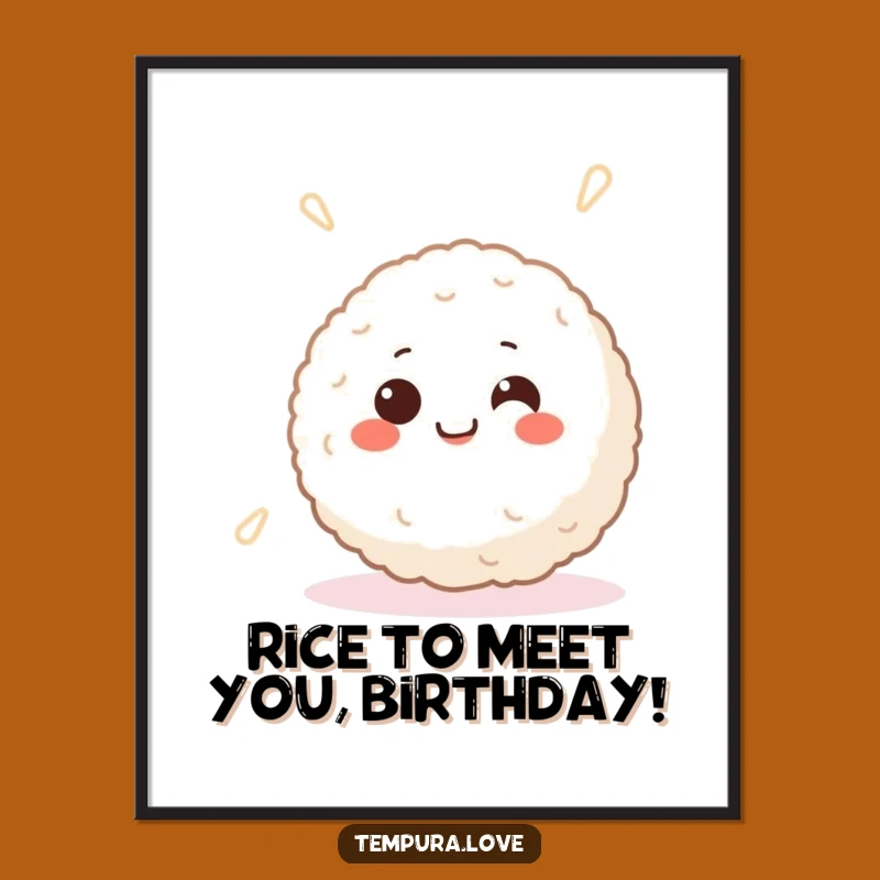 Free Printable Wall Art: Happy Spinning Rice Ball, Whimsical Downloadable Art