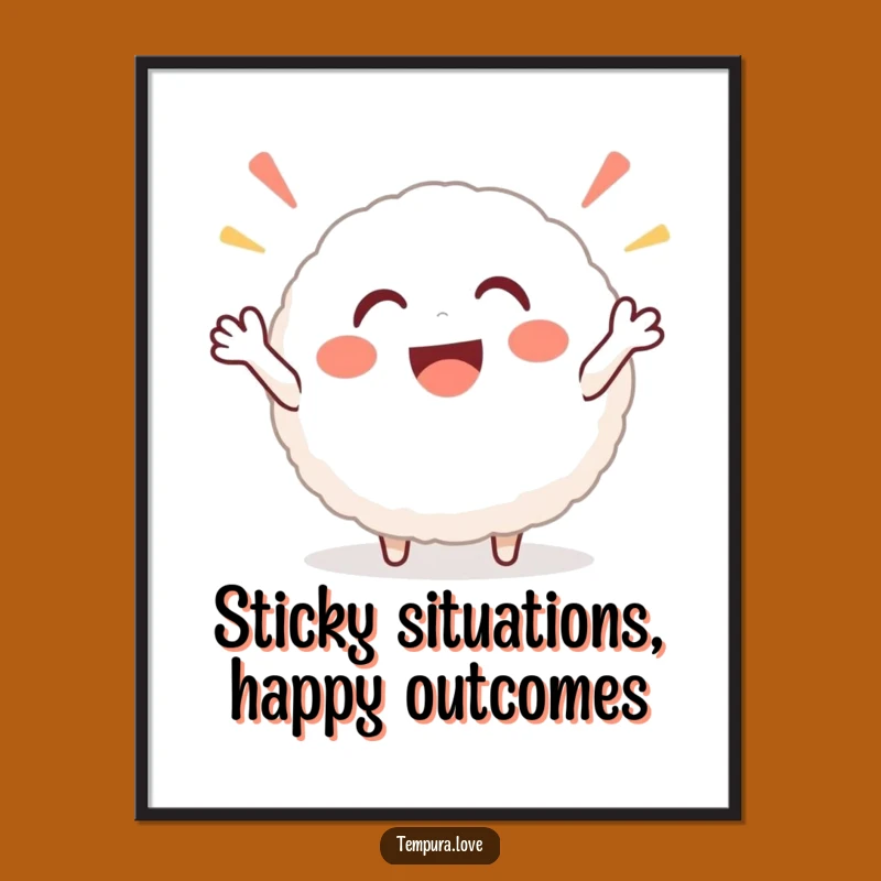 Funny Free Printable Wall Art: Enthusiastic Rice Ball, Downloadable Cheer for Your Walls