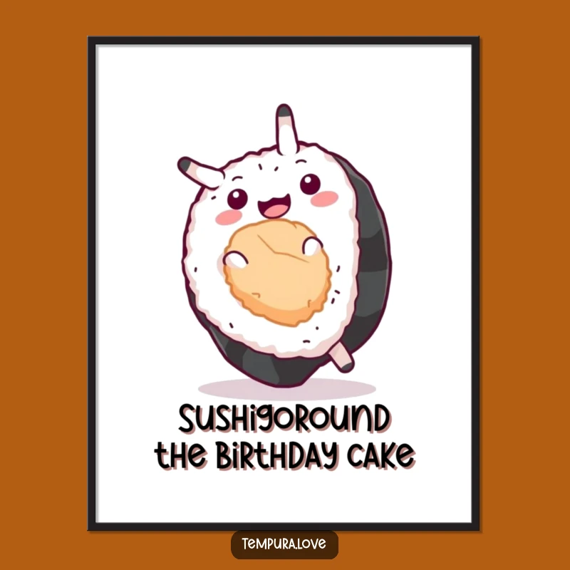 Free Printable Wall Art: Sushi Doing a Somersault - Funny Downloadable Decor!