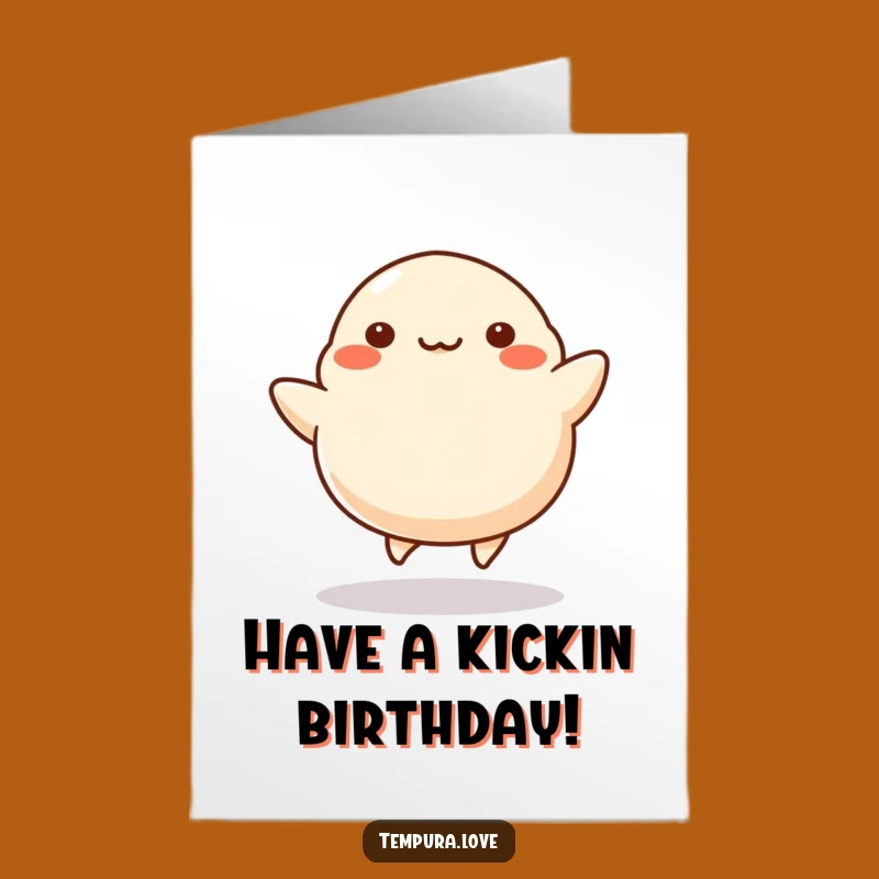 Free Printable Birthday Card: Dumpling Kicking Up Fun - Downloadable Gift!