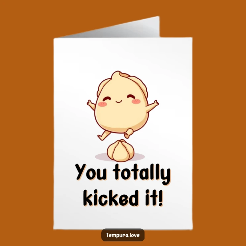 Free Printable Congrats Card: Hilarious Gyoza Victory Kick, Downloadable Celebration