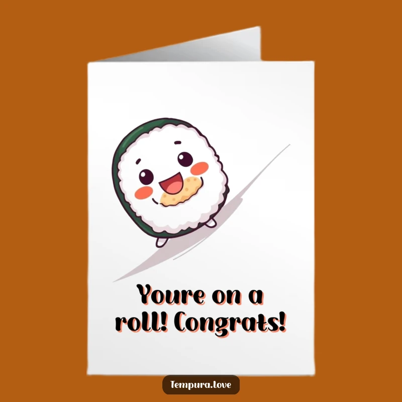 Free Printable Congrats Card: Sushi Roll Downhill Celebration Humor Downloadable