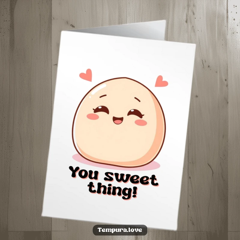 Funny Free Printable Congratulations Card: A sweet red bean paste bun with cheerful eyes playfully winks, sharing good news.