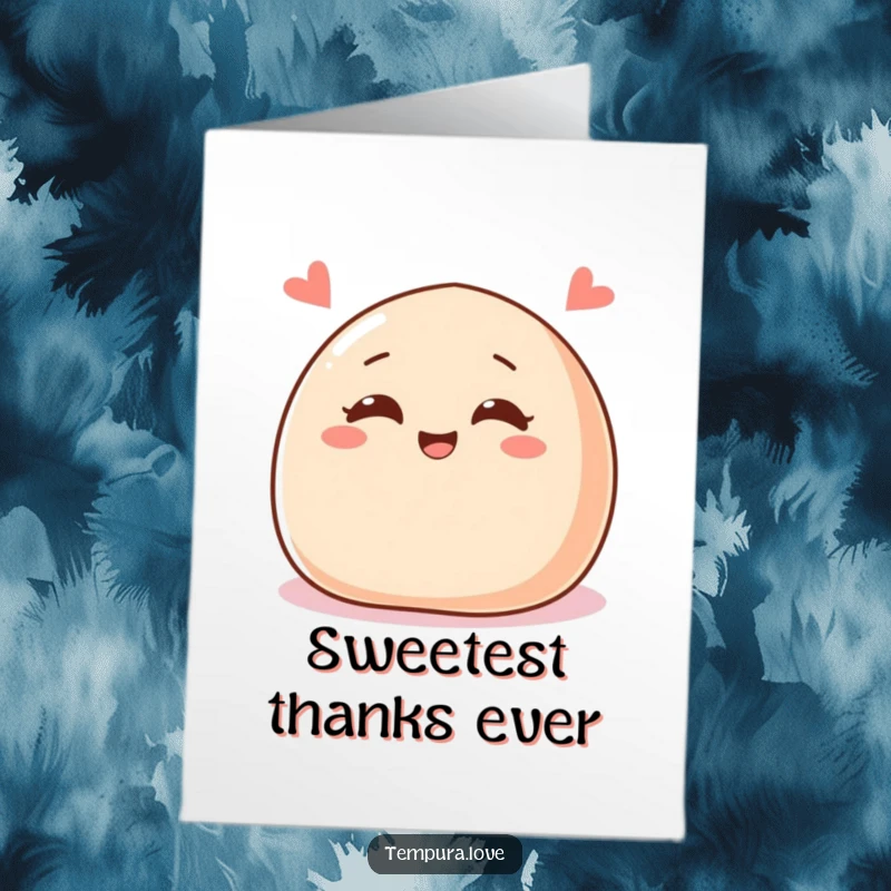 Funny Free Printable Thank You Card: A delightful sweet red bean paste bun with cheerful eyes sends a mischievous wink.