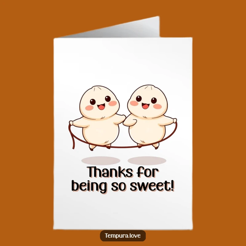 Humorous Free Printable Thank You Card: Dumpling Skipping Gratitude Downloadable