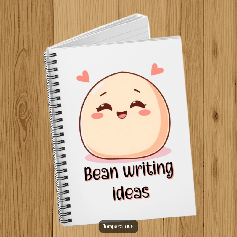 Funny notebook featuring a delighted red bean paste bun with cheerful eyes, winking, for notes and doodles.