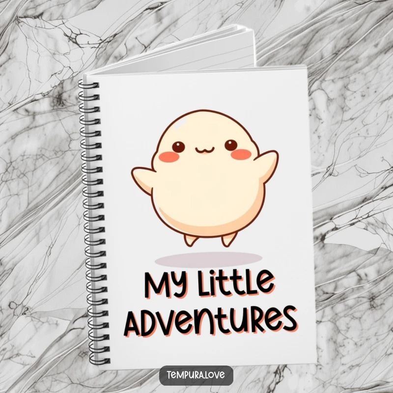 Funny Dumpling Notebook cover with a stylized dumpling joyfully kicking its legs, inspiring creative writing and humorous note-taking.