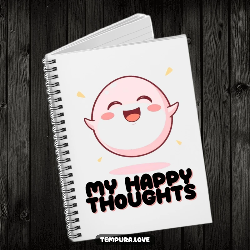 Funny Mochi Ball Notebook cover with a gleeful mochi ball bouncing with laughter, inspiring creative writing and humorous note-taking.