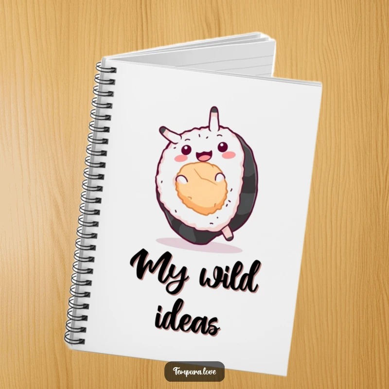 Funny Sushi Notebook cover with an energetic sushi roll doing a somersault, inspiring creative writing and playful note-taking.