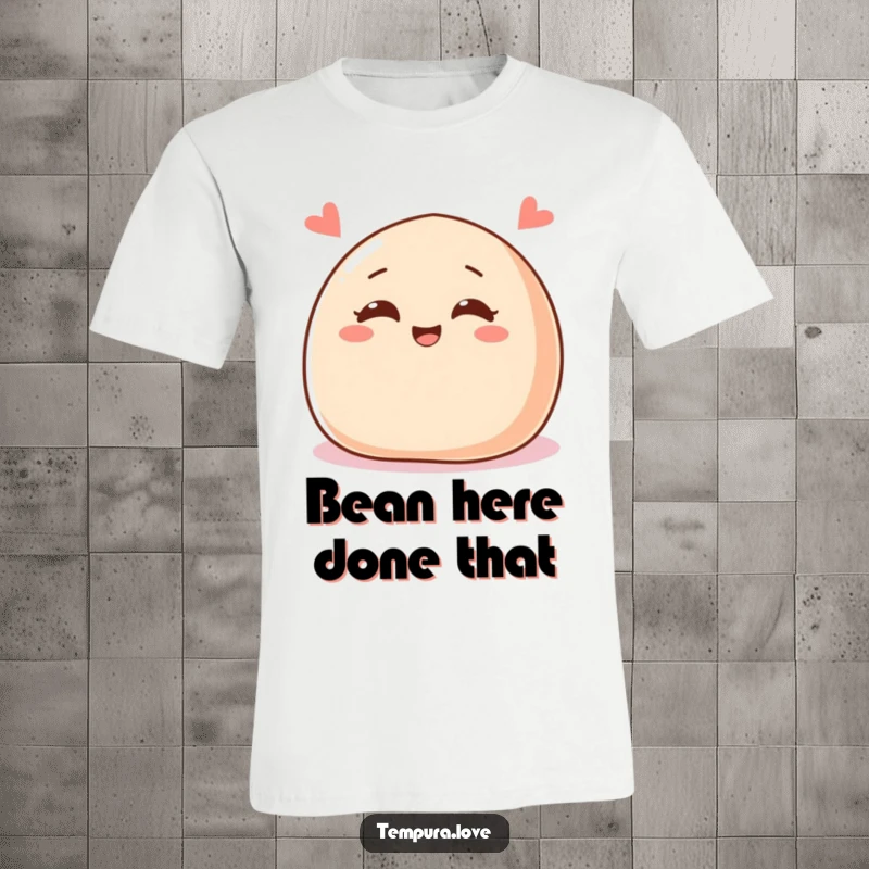 Funny t-shirt featuring a delighted red bean paste bun with cheerful eyes, winking playfully, perfect for casual wear.