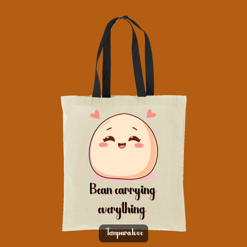 Funny Winking Bean Bun Tote Bag - Carry Your Sweetness in Style