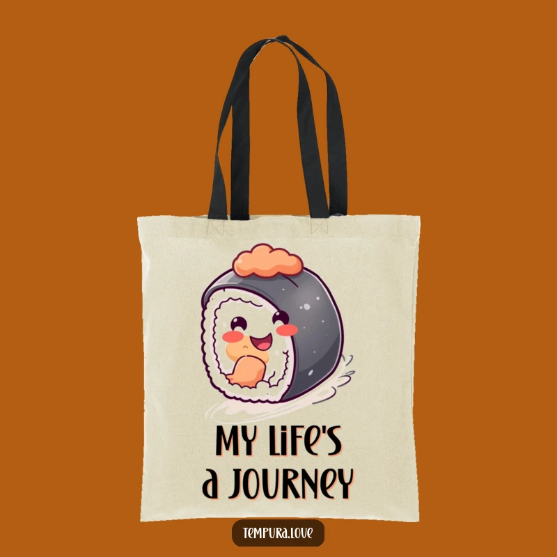Funny Sushi Tote Bag: Downhill Roll Carryall, Quirky Foodie Gift